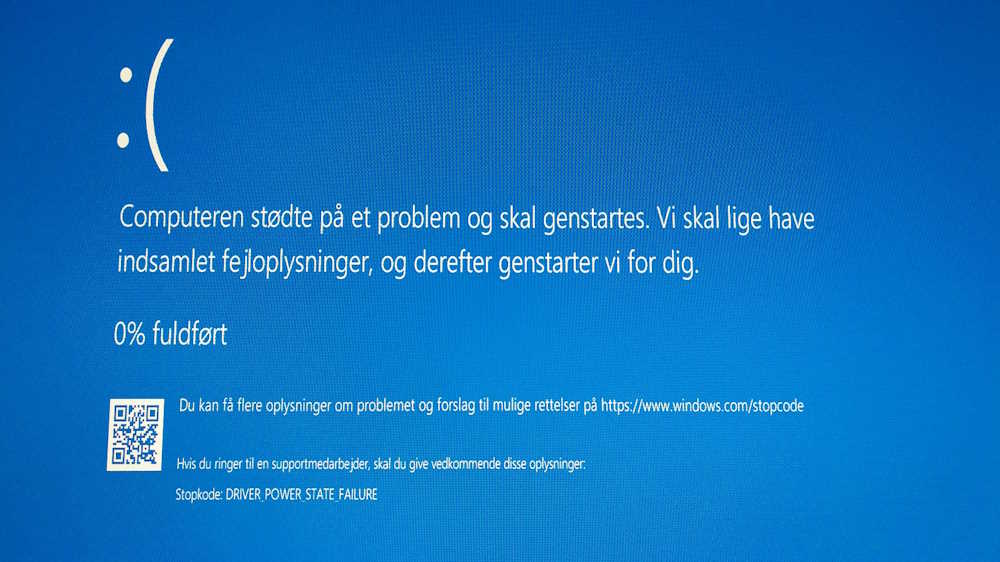 Computer vil ikke starte og viser blå skærm